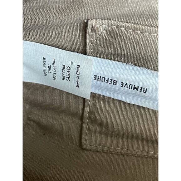 J.Crew Natural Rattan Tan Leather Strap Gold Turn Lock Clutch Bag NWOT - Picture 9 of 9